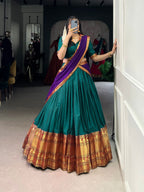 Lorenvalley Fashion Firozi Narayan Pet Silk Zari Weaving Work Lehenga Choli with Dupatta