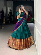 Lorenvalley Fashion Firozi Narayan Pet Silk Zari Weaving Work Lehenga Choli with Dupatta