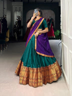 Lorenvalley Fashion Firozi Narayan Pet Silk Zari Weaving Work Lehenga Choli with Dupatta