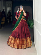 Lorenvalley Fashion Maroon Narayan Pet Silk Zari Weaving Work Lehenga Choli with Dupatta