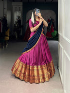 Lorenvalley Fashion Pink Narayan Pet Silk Zari Weaving Work Lehenga Choli with Dupatta