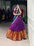 Lorenvalley Fashion Purple Narayan Pet Silk Zari Weaving Work Lehenga Choli with Dupatta