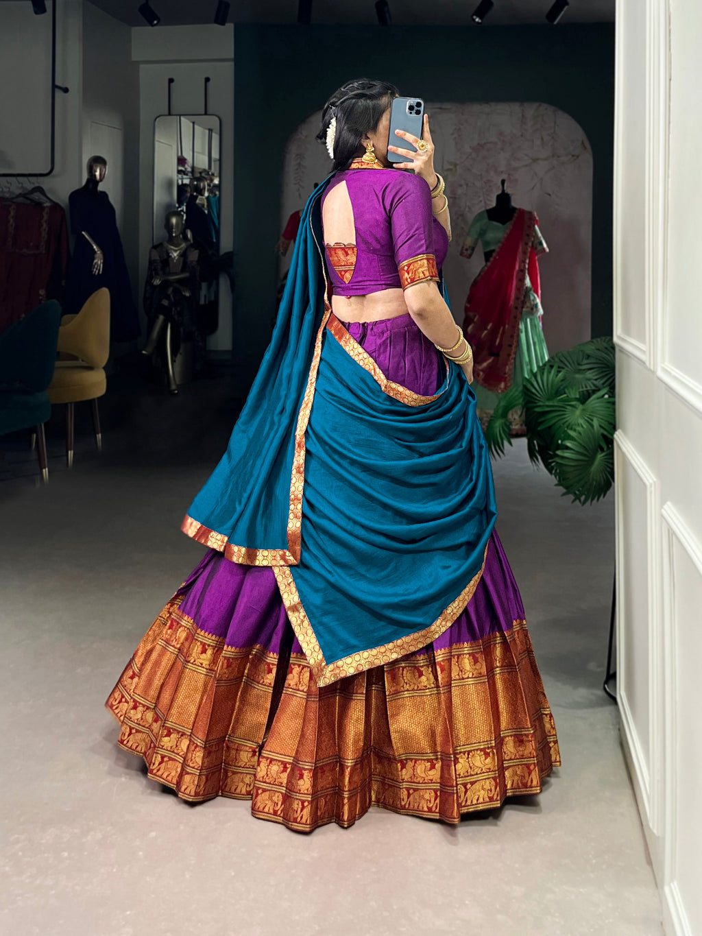 Lorenvalley Fashion Purple Narayan Pet Silk Zari Weaving Work Lehenga Choli with Dupatta
