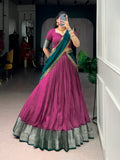 Lorenvalley Fashion Pink Dola Chex with Zari Weaving Work Lehenga Choli with Dupatta - Distacart