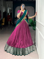 Lorenvalley Fashion Pink Dola Chex with Zari Weaving Work Lehenga Choli with Dupatta - Distacart