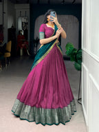 Lorenvalley Fashion Pink Dola Chex with Zari Weaving Work Lehenga Choli with Dupatta - Distacart