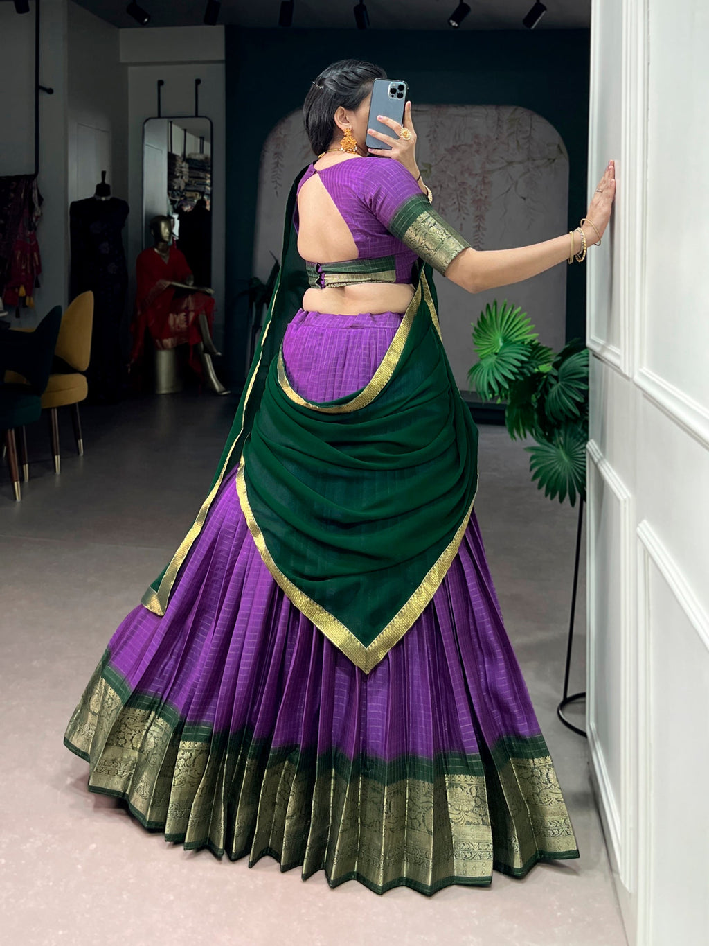 Lorenvalley Fashion Purple Dola Chex with Zari Weaving Work Lehenga Choli with Dupatta - Distacart