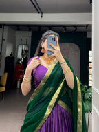 Lorenvalley Fashion Purple Dola Chex with Zari Weaving Work Lehenga Choli with Dupatta - Distacart