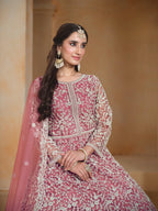 Anaita Pink Embroidered Net Anarkali Suit - Distacart