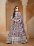 Anaita Lavender Embroidered Net Anarkali Suit - Distacart
