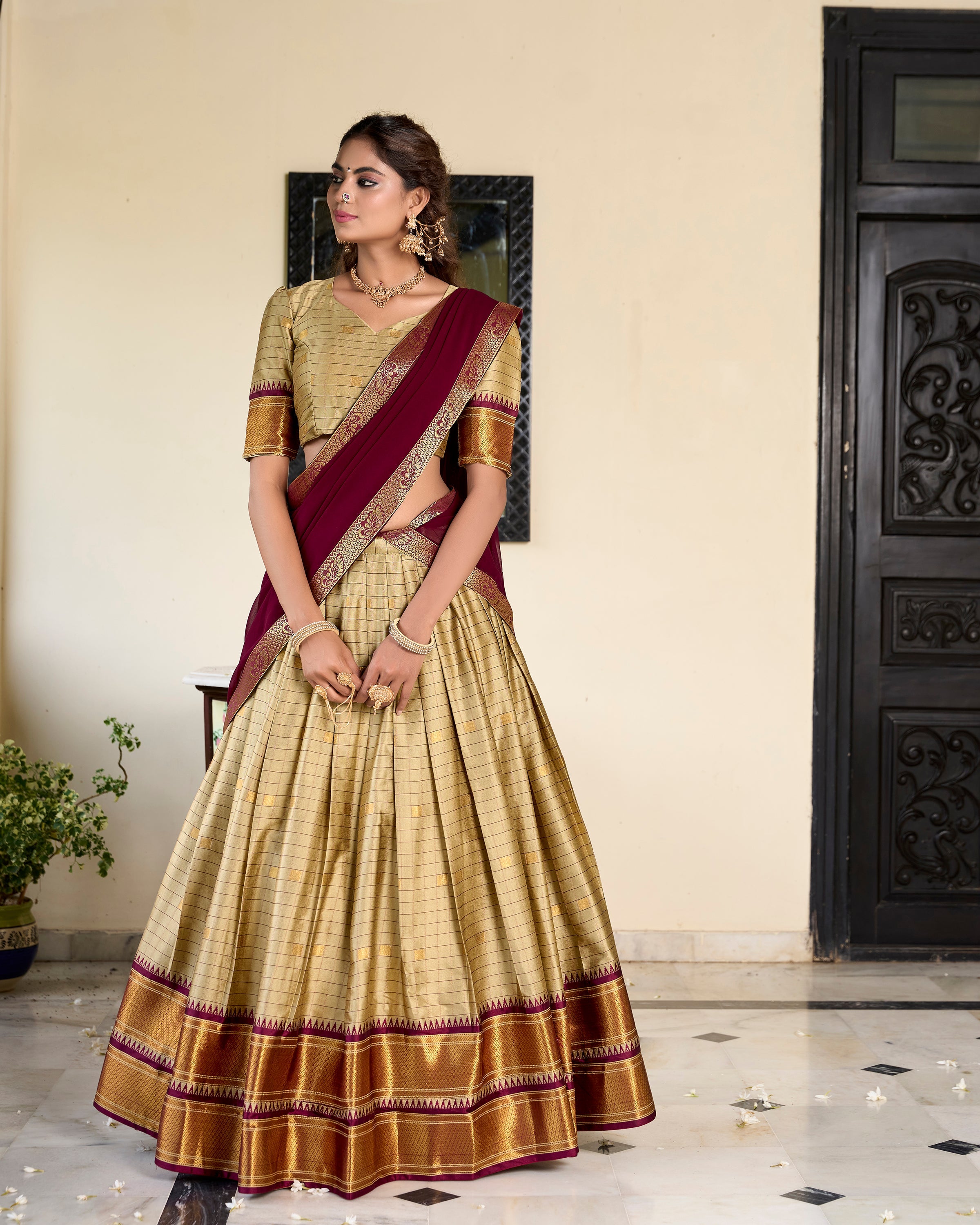 Lorenvalley Chiku Cotton Silk Weaving Work With Paithani Concept Lehenga Choli