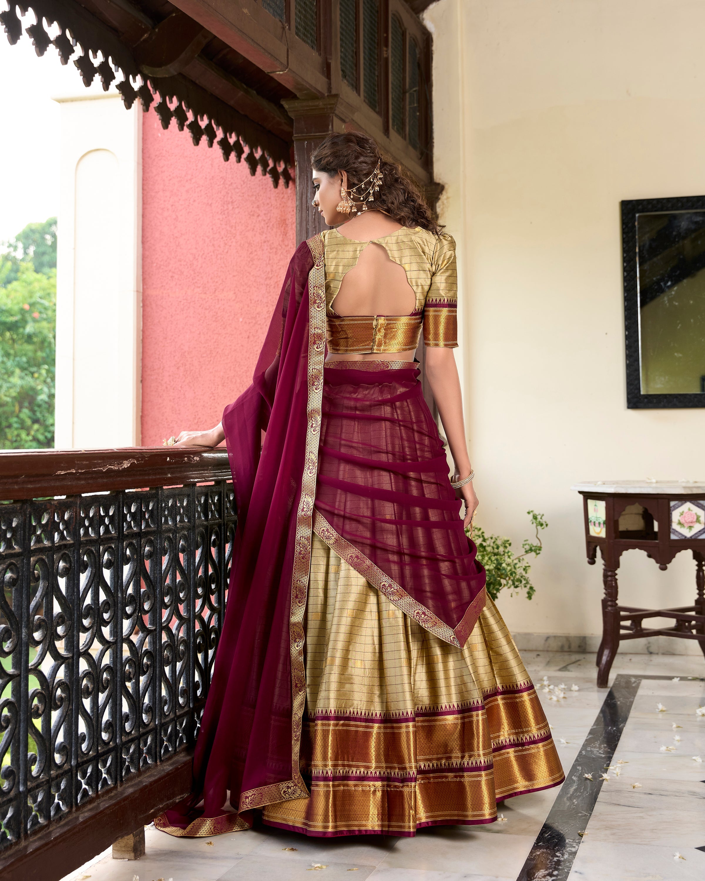 Lorenvalley Chiku Cotton Silk Weaving Work With Paithani Concept Lehenga Choli