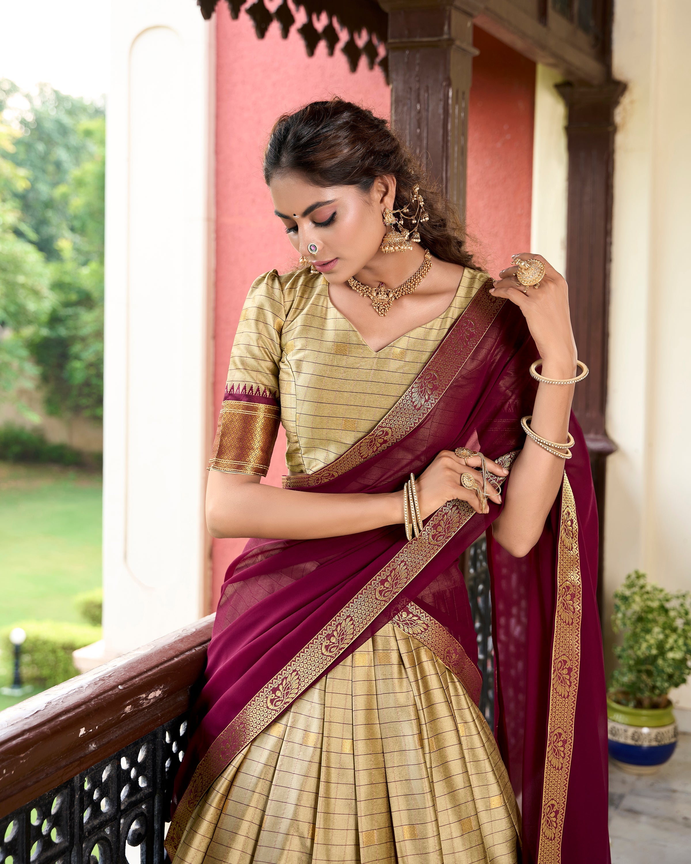 Lorenvalley Chiku Cotton Silk Weaving Work With Paithani Concept Lehenga Choli