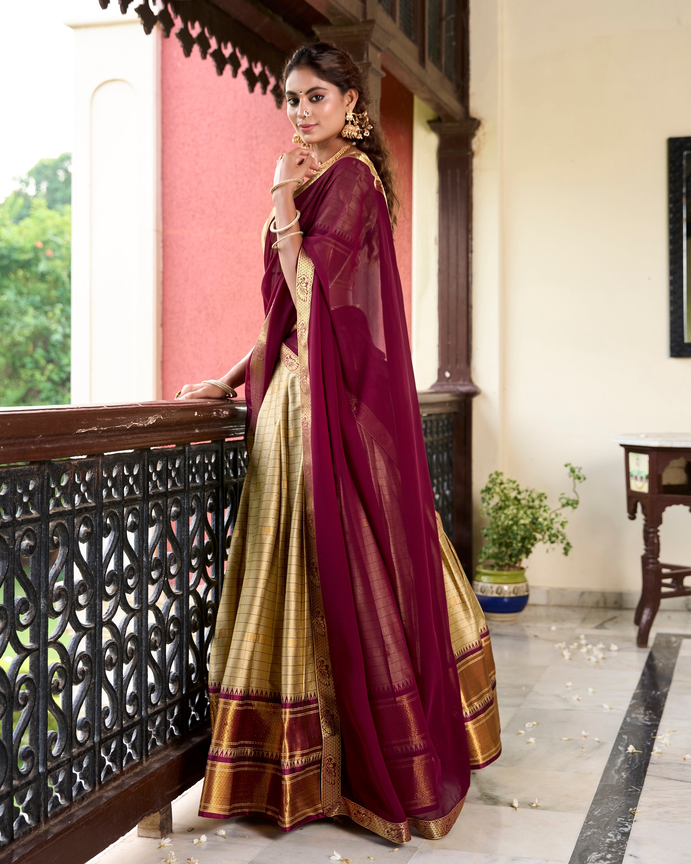 Lorenvalley Chiku Cotton Silk Weaving Work With Paithani Concept Lehenga Choli