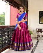 Lorenvalley Pink Cotton Silk Weaving Work With Paithani Concept Lehenga Choli