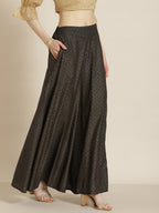 Juniper Black Geometric Printed Rayon Flared Women Palazzo With One Pocket - Distacart