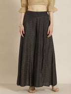 Juniper Black Geometric Printed Rayon Flared Women Palazzo With One Pocket - Distacart