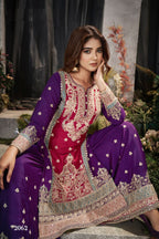 Anaita Maroon And Wine Embroidered Viscose Chinon Salwar Suit - Distacart