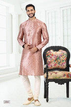 Raivat Ethnic Banarasi Silk Pintux Work Kurta Pajama In Onion Pink Colour