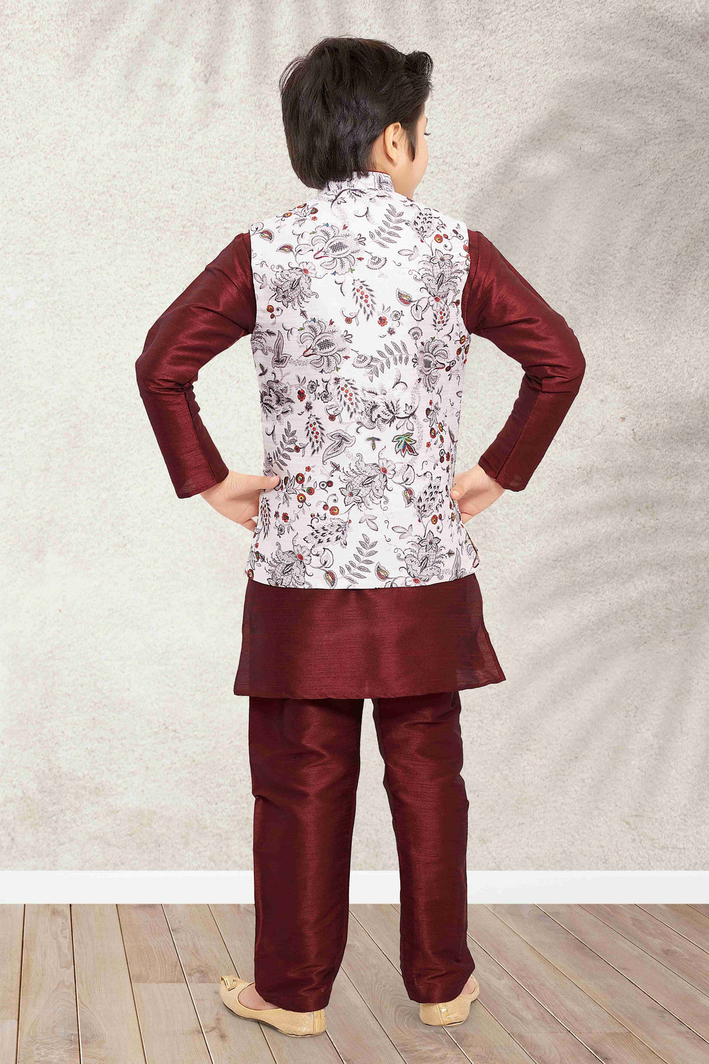 Raivat Ethnic Banarasi Silk Digital Printed Kurta Pajama With Jacket In Off White Colour - Distacart