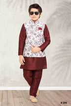 Raivat Ethnic Banarasi Silk Digital Printed Kurta Pajama With Jacket In Off White Colour - Distacart
