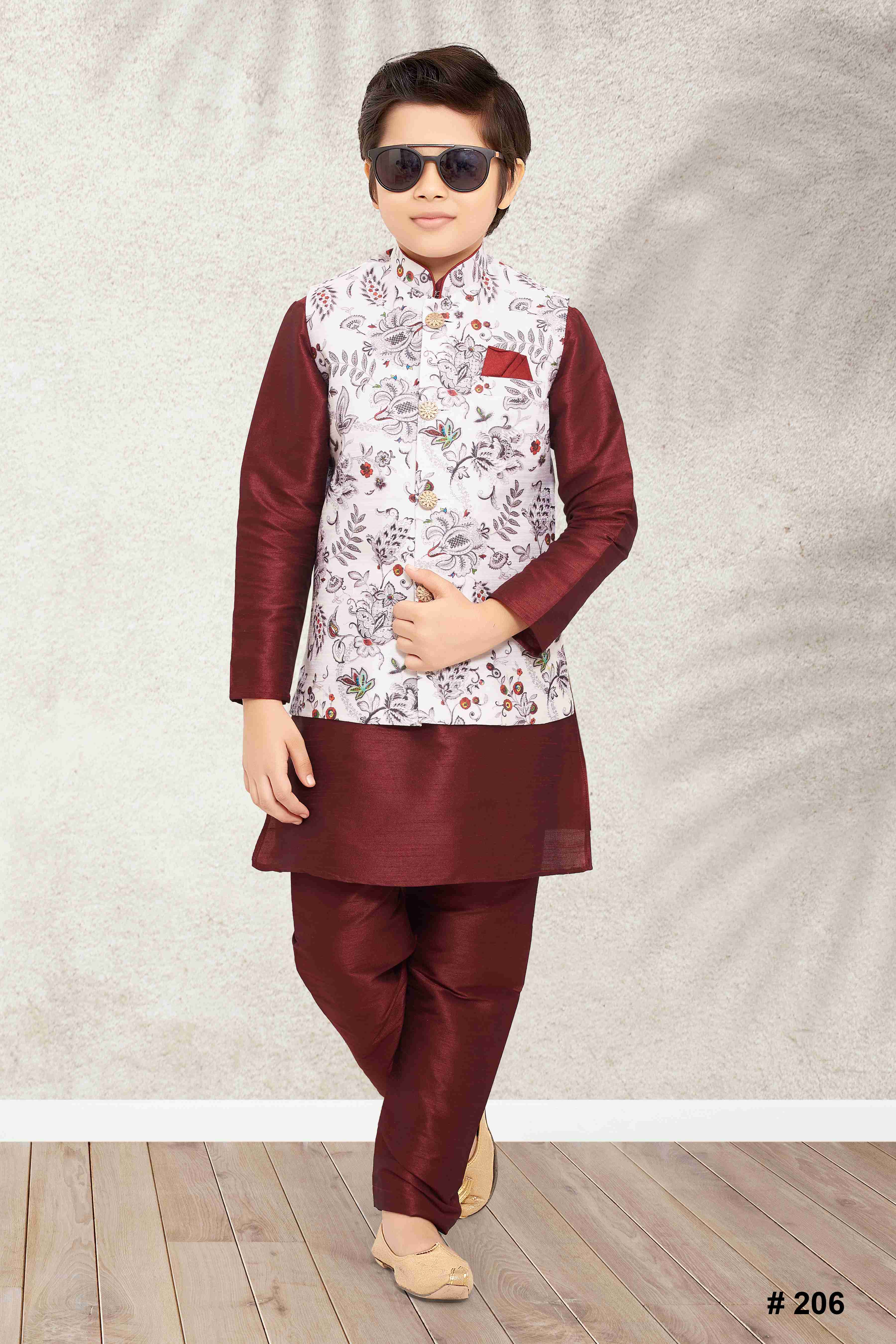 Raivat Ethnic Banarasi Silk Digital Printed Kurta Pajama With Jacket In Off White Colour - Distacart