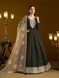 Anaita Black Embroidered Jacquard Chanderi Anarkali Suit - Distacart