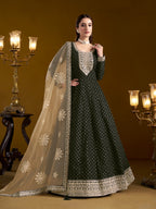 Anaita Black Embroidered Jacquard Chanderi Anarkali Suit - Distacart