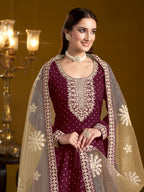 Anaita Purple Embroidered Jacquard Chanderi Anarkali Suit - Distacart