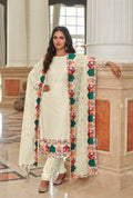 Anaita Cream Faux Georgette Plazzo Suit With Embroidery & Sequins Work - Distacart