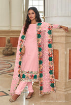 Anaita Baby Pink Faux Georgette Plazzo Suit With Embroidery & Sequins Work - Distacart