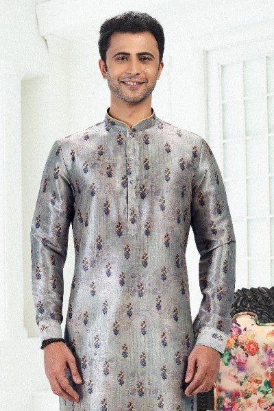 Raivat Ethnic Banarasi Silk Pintux Work Kurta Pajama In Pista Green Colour