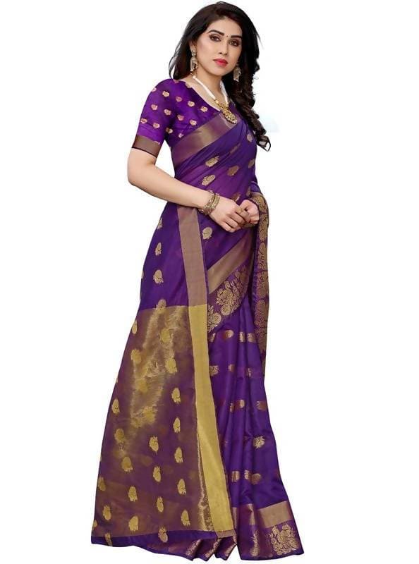 Vamika Banarasi Jacquard Weaving Violet Saree (Shining Violet)