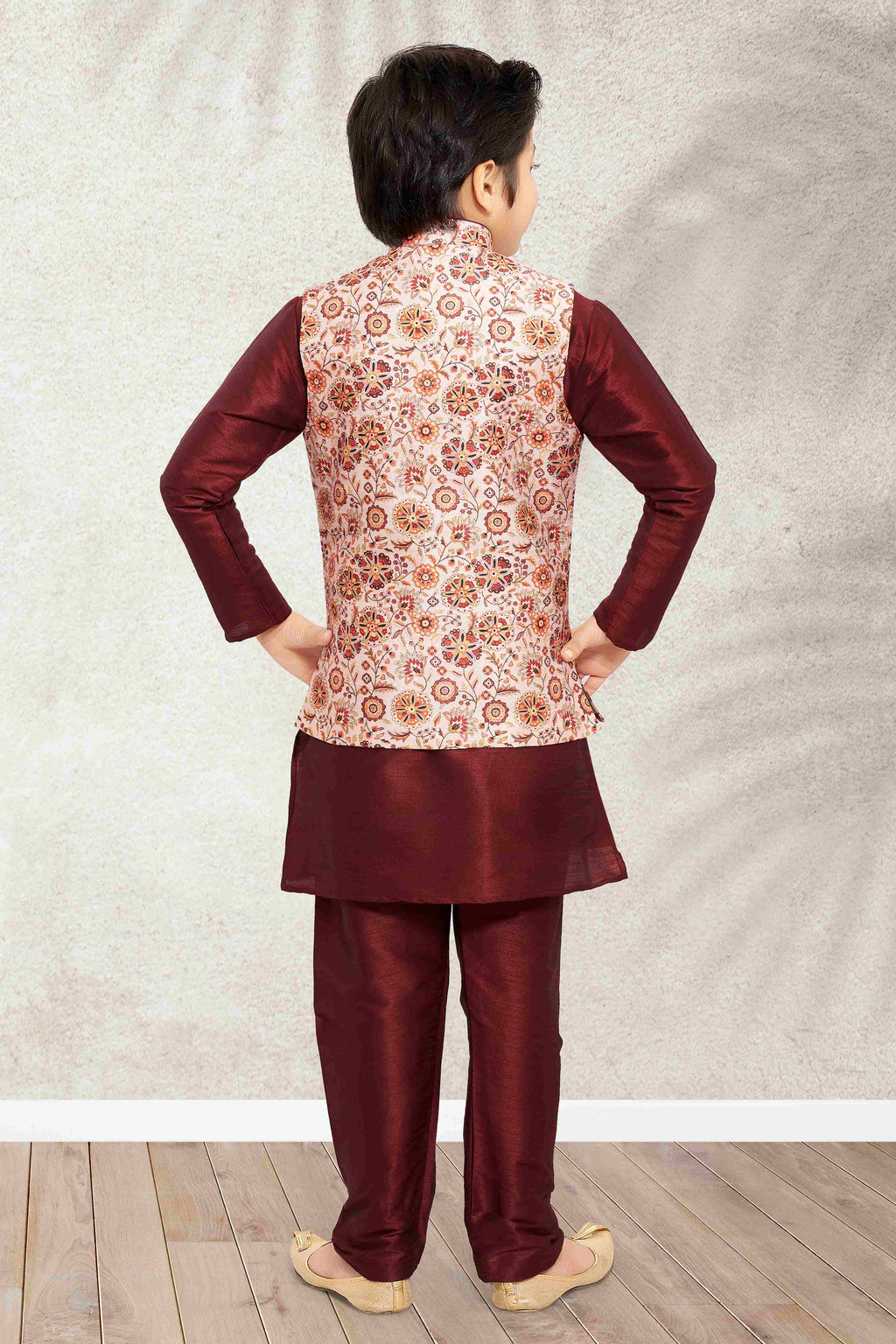 Raivat Ethnic Banarasi Silk Digital Printed Kurta Pajama With Jacket In Cream Colour - Distacart
