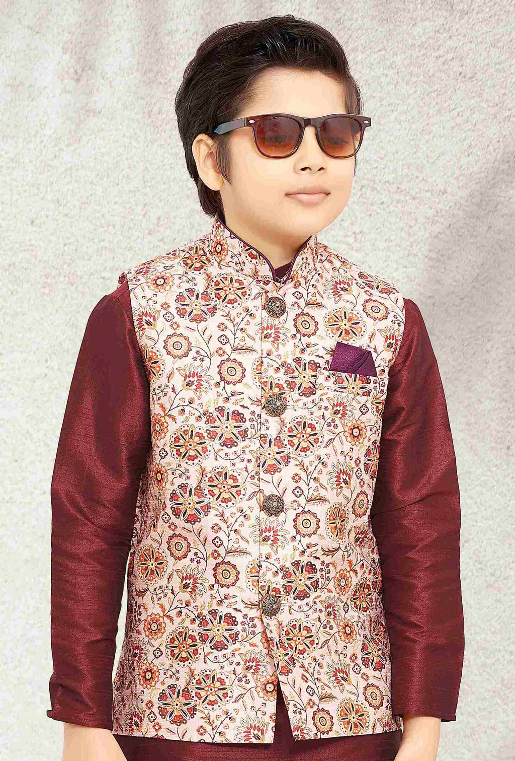 Raivat Ethnic Banarasi Silk Digital Printed Kurta Pajama With Jacket In Cream Colour - Distacart
