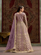 Anaita Purple Embroidered Net Anarkali Suit - Distacart