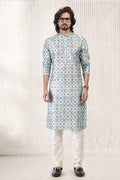 Raivat Ethnic Jacquard Banarasi Silk Digital Print Kurta Pajama In Green Colour - Distacart