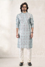 Raivat Ethnic Jacquard Banarasi Silk Digital Print Kurta Pajama In Green Colour - Distacart