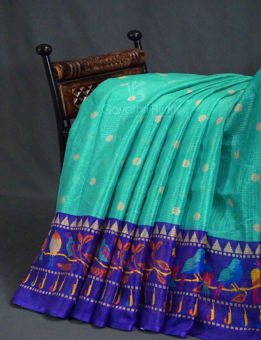 Sea Green Colored with Buttes Semi Silk Kota Saree By Gayathri Reddy Designer Studio