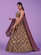 Myra Lilac Georgette Embroidered Designer Lehenga