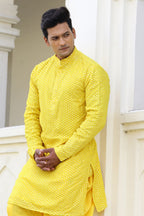 Ziba Yellow Designer Men's kurta by Hilo Design