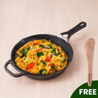 The Indus Valley CASTrong Cast Iron Fry Pan/Skillet, Pre-seasoned, Nonstick, 100% Pure, Toxin-free, Induction,Spatula, 25.4cm, 1.7L, 2.3kg