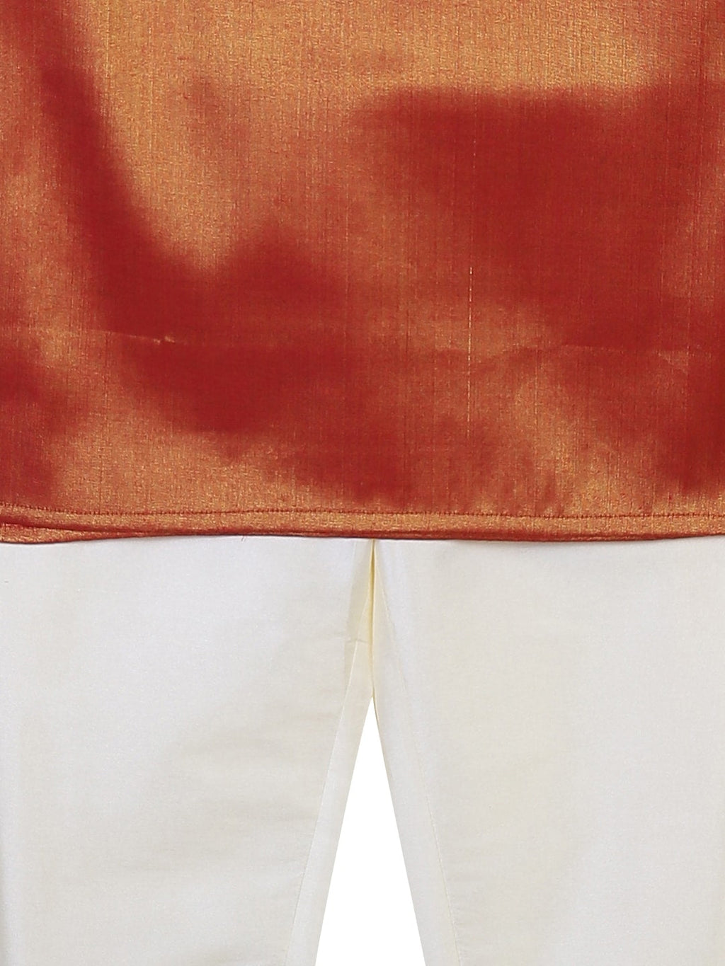 Sethukrishna Boys Rust Orange & White Solid Kurta with Pyjamas
