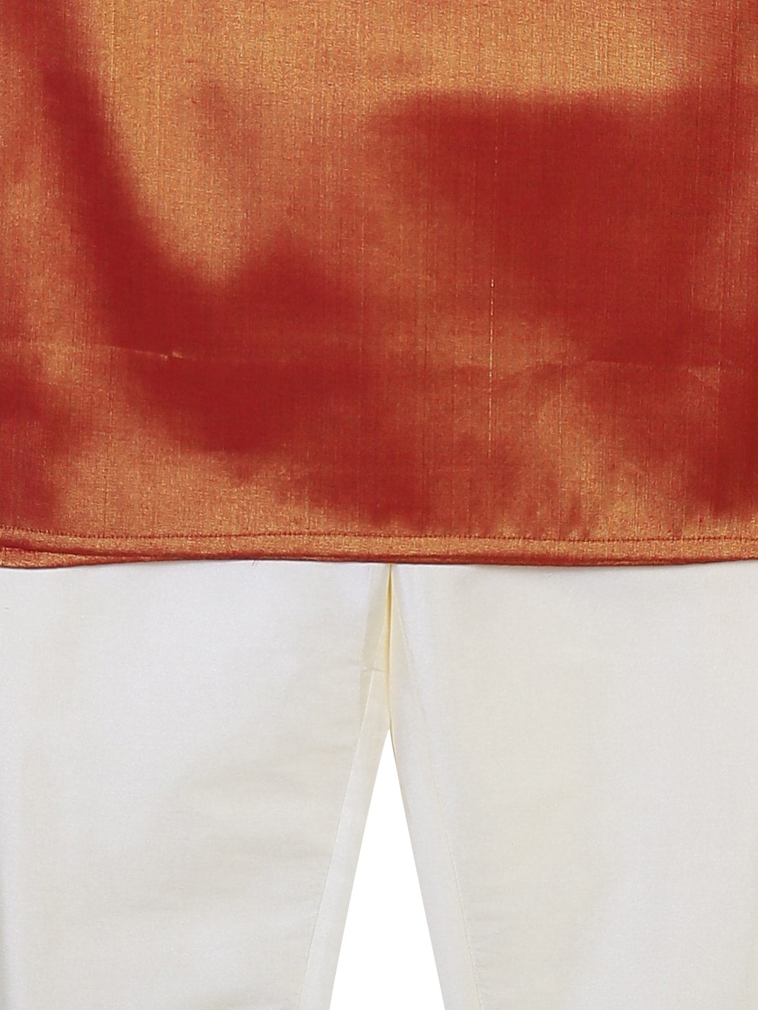 Sethukrishna Boys Rust Orange & White Solid Kurta with Pyjamas
