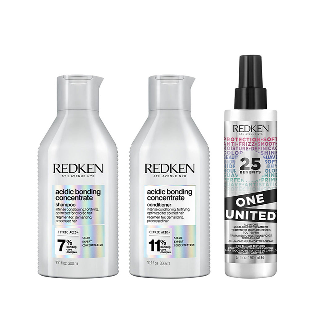 Redken Hair Protect Combo - Acidic Bonding Concentrate Shampoo, Conditioner & One United