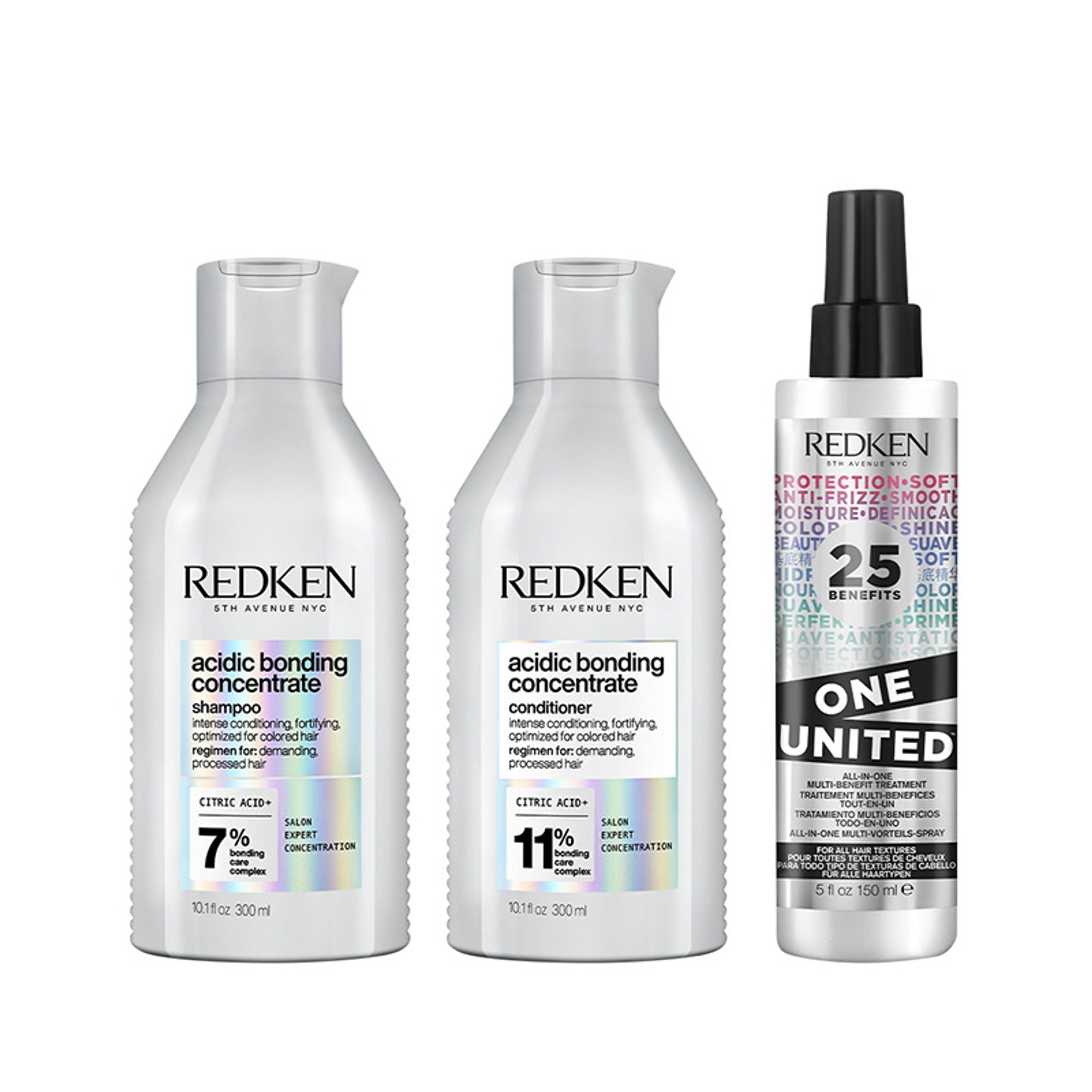 Redken Hair Protect Combo - Acidic Bonding Concentrate Shampoo, Conditioner & One United