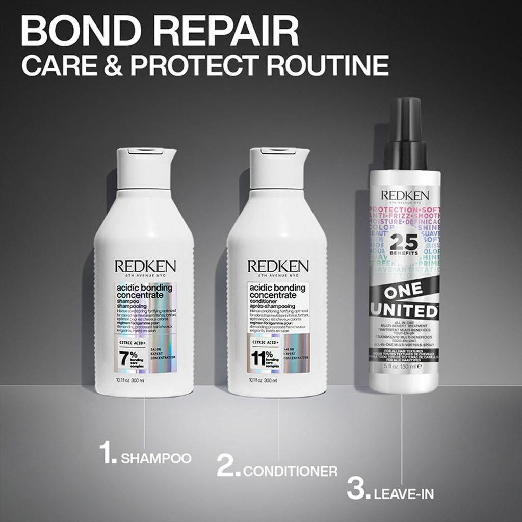Redken Hair Protect Combo - Acidic Bonding Concentrate Shampoo, Conditioner & One United