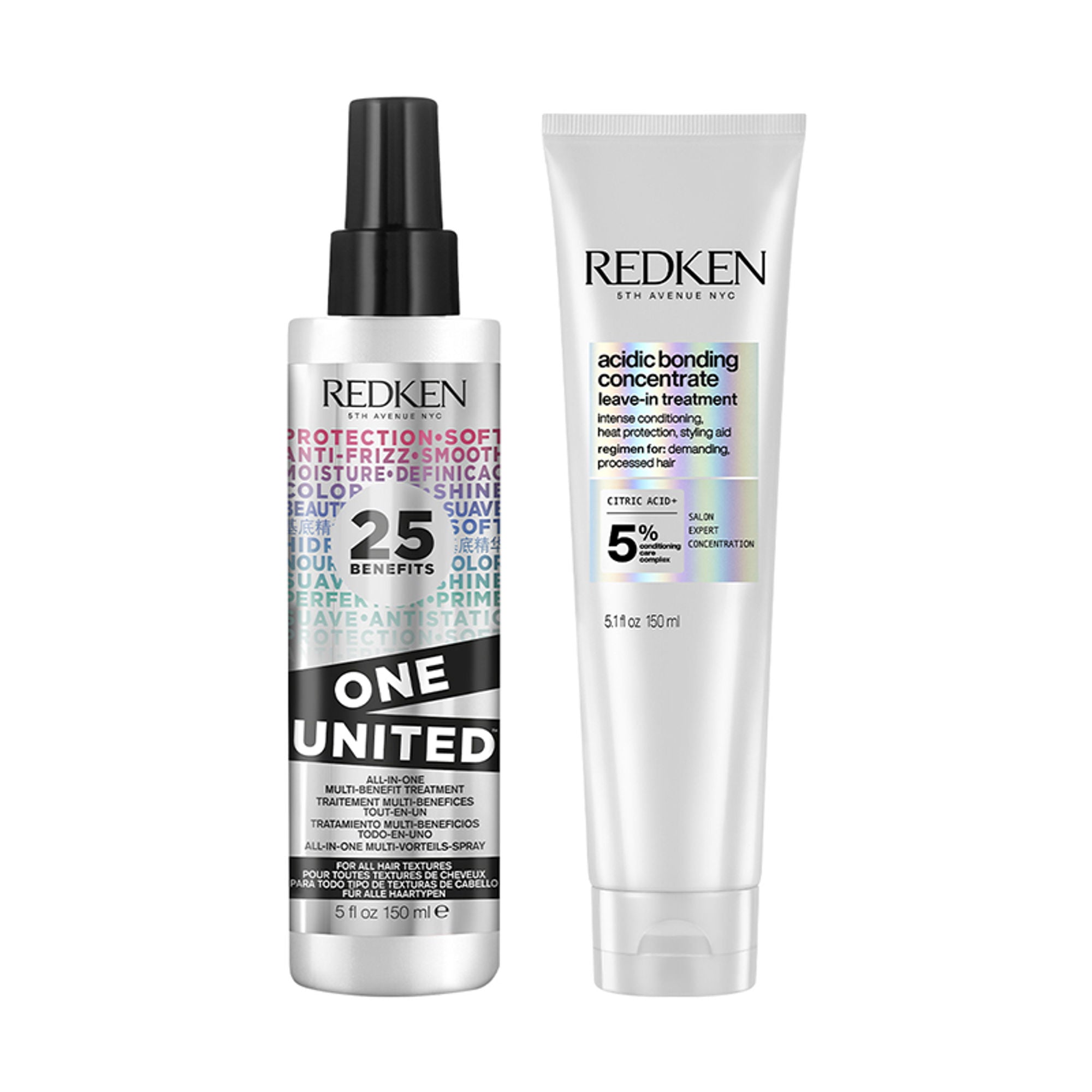 Redken Day & Night Hair Treatment Combo - Acidic Bonding Concentrate Leave-In Treatment & One United