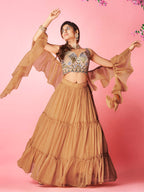 Myra Orange Art Silk Designer Lehenga