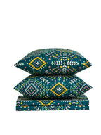 Chumbak Blue & Yellow Ethnic Motifs 136 TC Queen Bedsheet with 2 Pillow Covers
